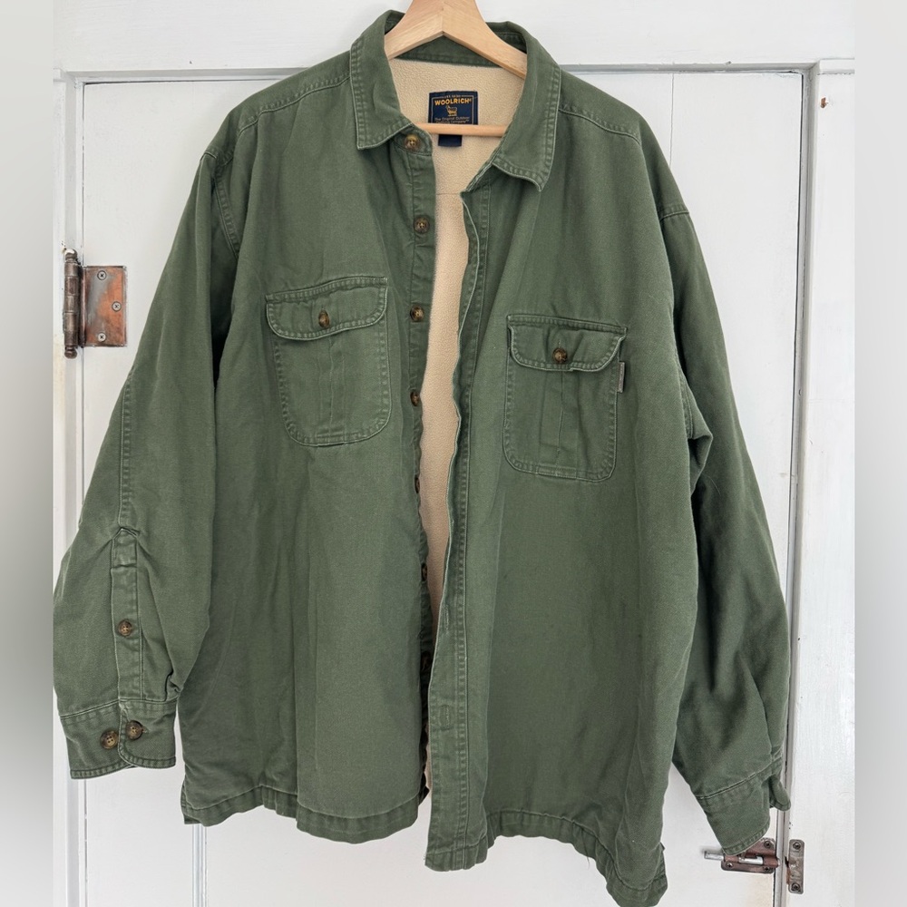 WOOLRICH Vintage Wool Plaid Fleece Lined Button Down Shirt Coat Jacket Shacket